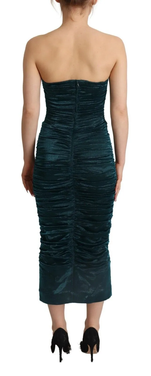 Dolce & Gabbana Turquoise Bustier Bodice Draped Midi Dress sold by Siebentaschen product image thumbnail 3