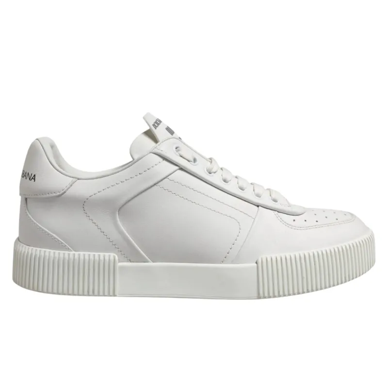 Dolce & Gabbana White Miami Leather Low Top Men Sneakers Shoes sold by Siebentaschen