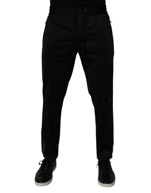 Dolce & Gabbana Black Polyester Men Jogger Sweatpants Pants sold by Siebentaschen