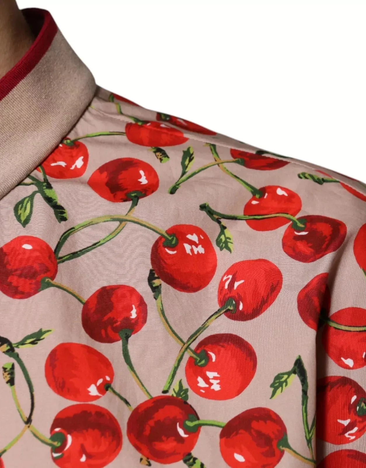 Dolce & Gabbana Beige Cherry Nylon Buttoned Casual Shirt sold by Siebentaschen product image thumbnail 2