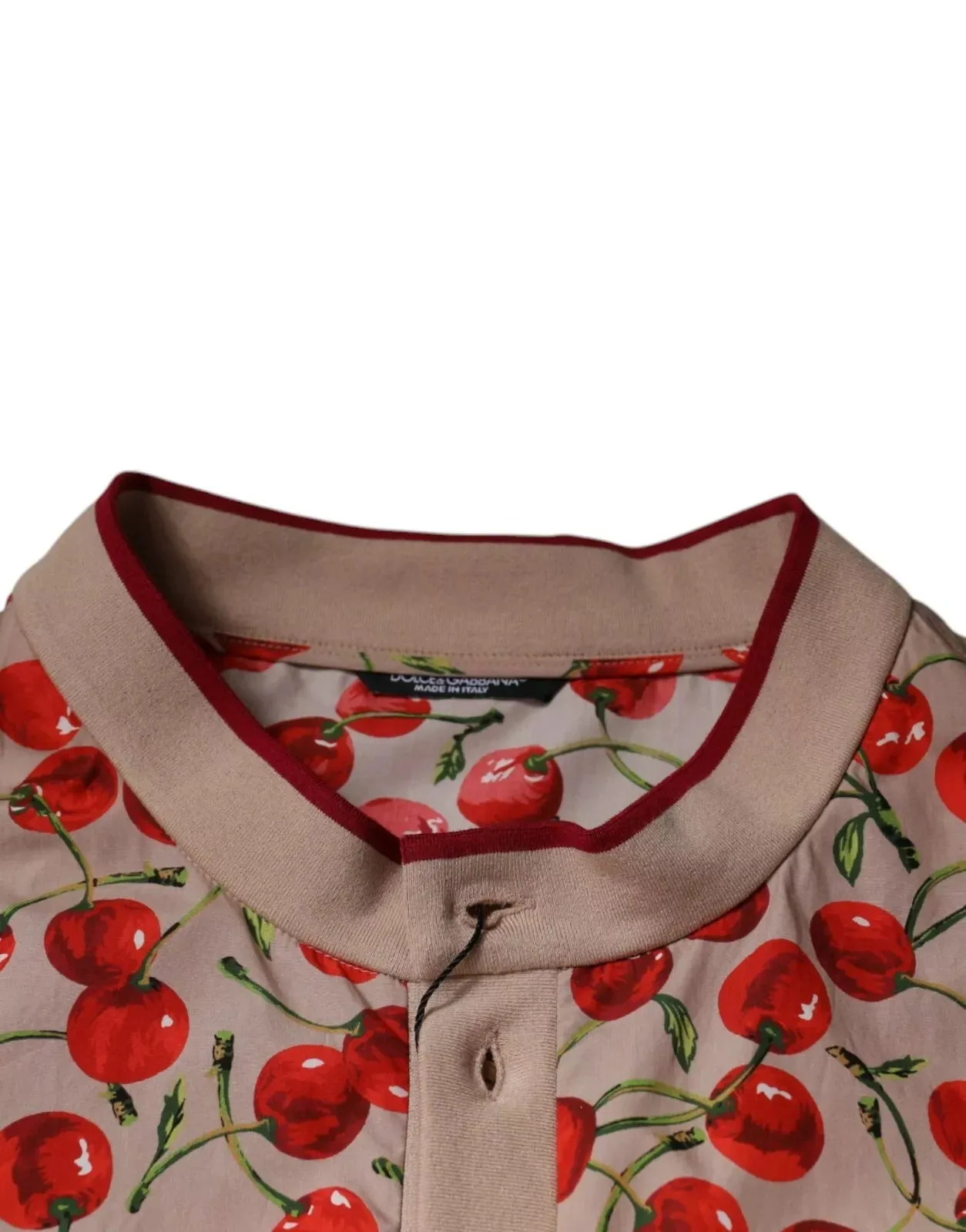 Dolce & Gabbana Beige Cherry Nylon Buttoned Casual Shirt sold by Siebentaschen product image thumbnail 3