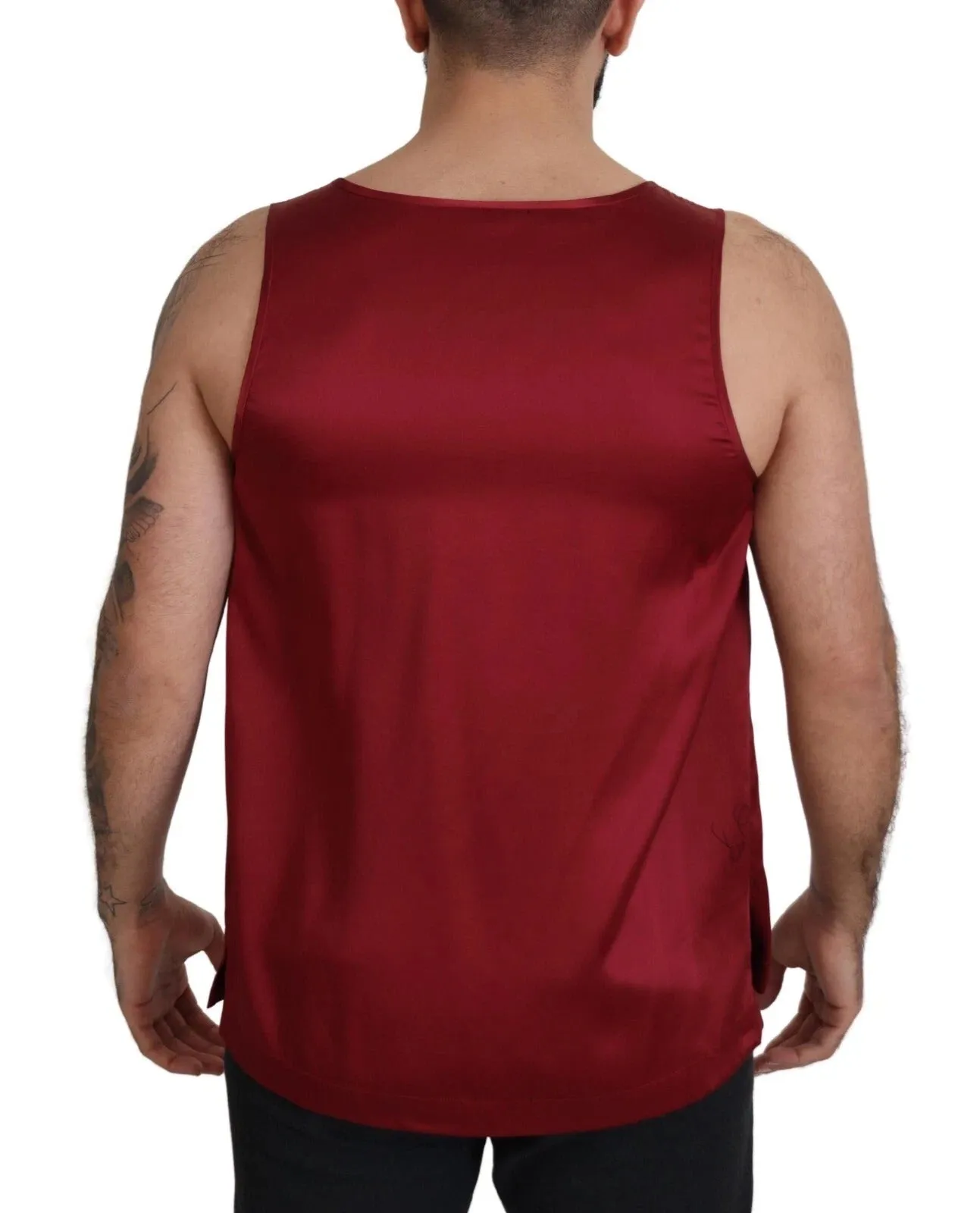 Dolce & Gabbana Red Round Neck Sleeveless Silk T-shirt sold by Siebentaschen product image thumbnail 2
