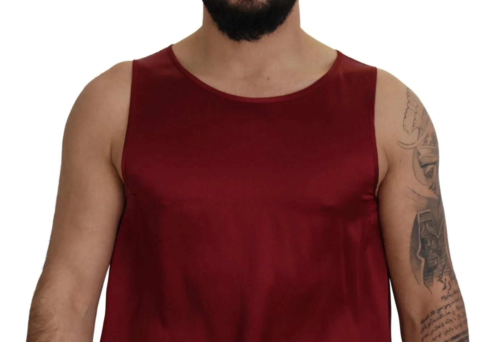 Dolce & Gabbana Red Round Neck Sleeveless Silk T-shirt sold by Siebentaschen product image thumbnail 5