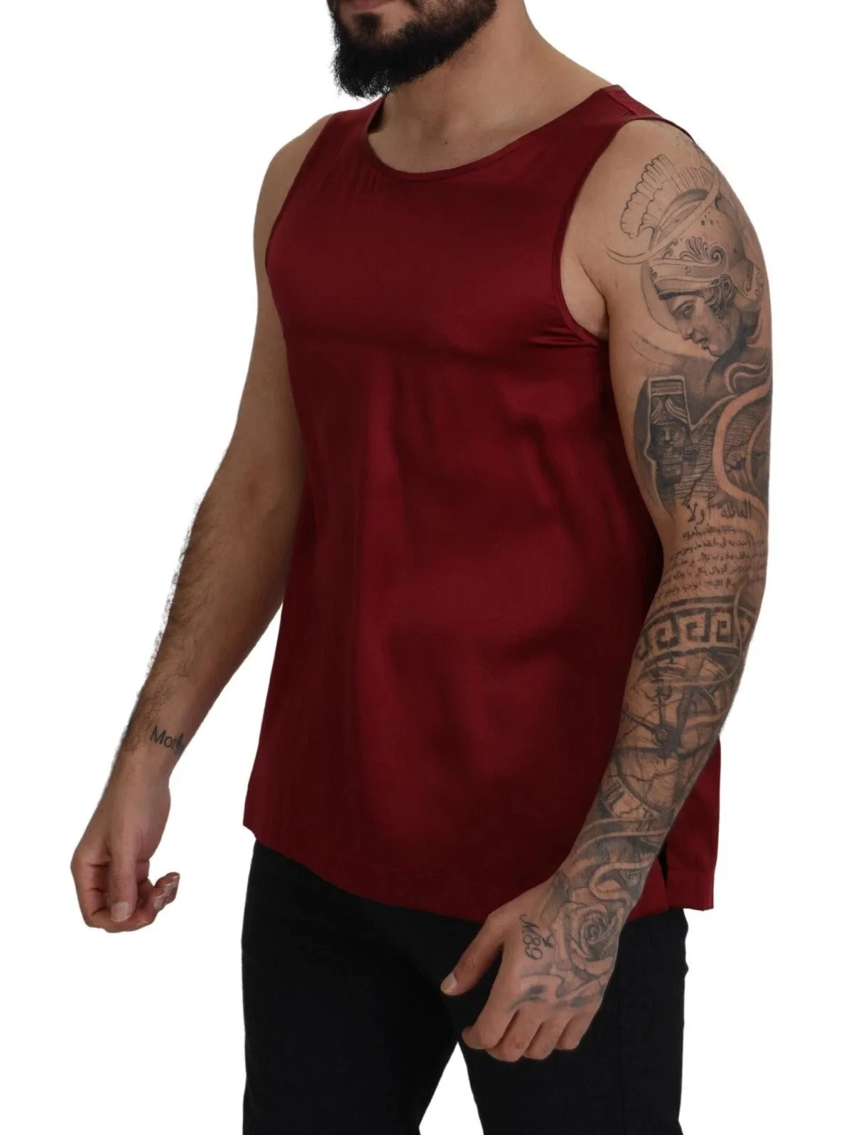 Dolce & Gabbana Red Round Neck Sleeveless Silk T-shirt sold by Siebentaschen product image thumbnail 3