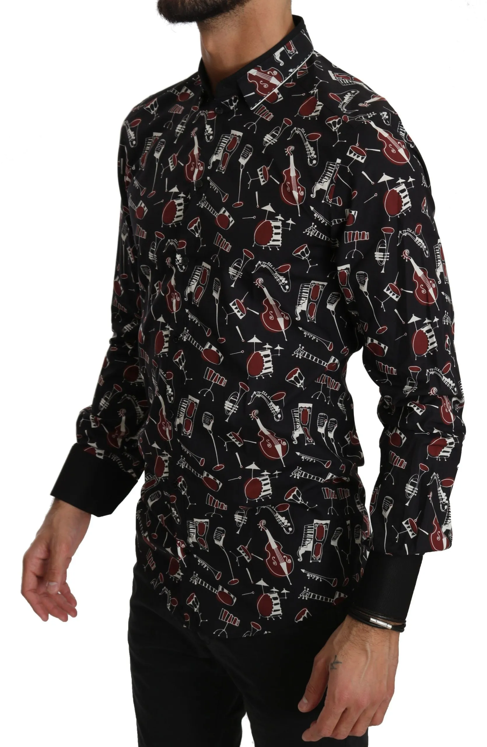 Dolce & Gabbana Black Musical Instrument Slim fit Shirt sold by Siebentaschen product image thumbnail 3