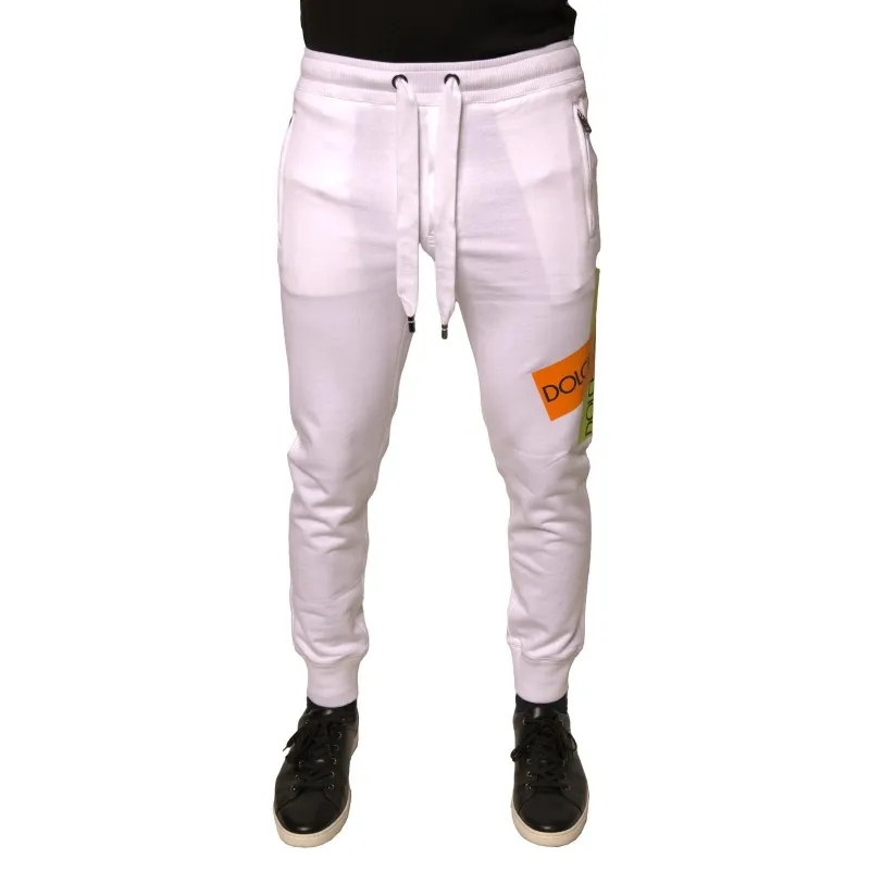 Dolce & Gabbana White Logo Tape Jogger Cotton Sweatpant Pants sold by Siebentaschen