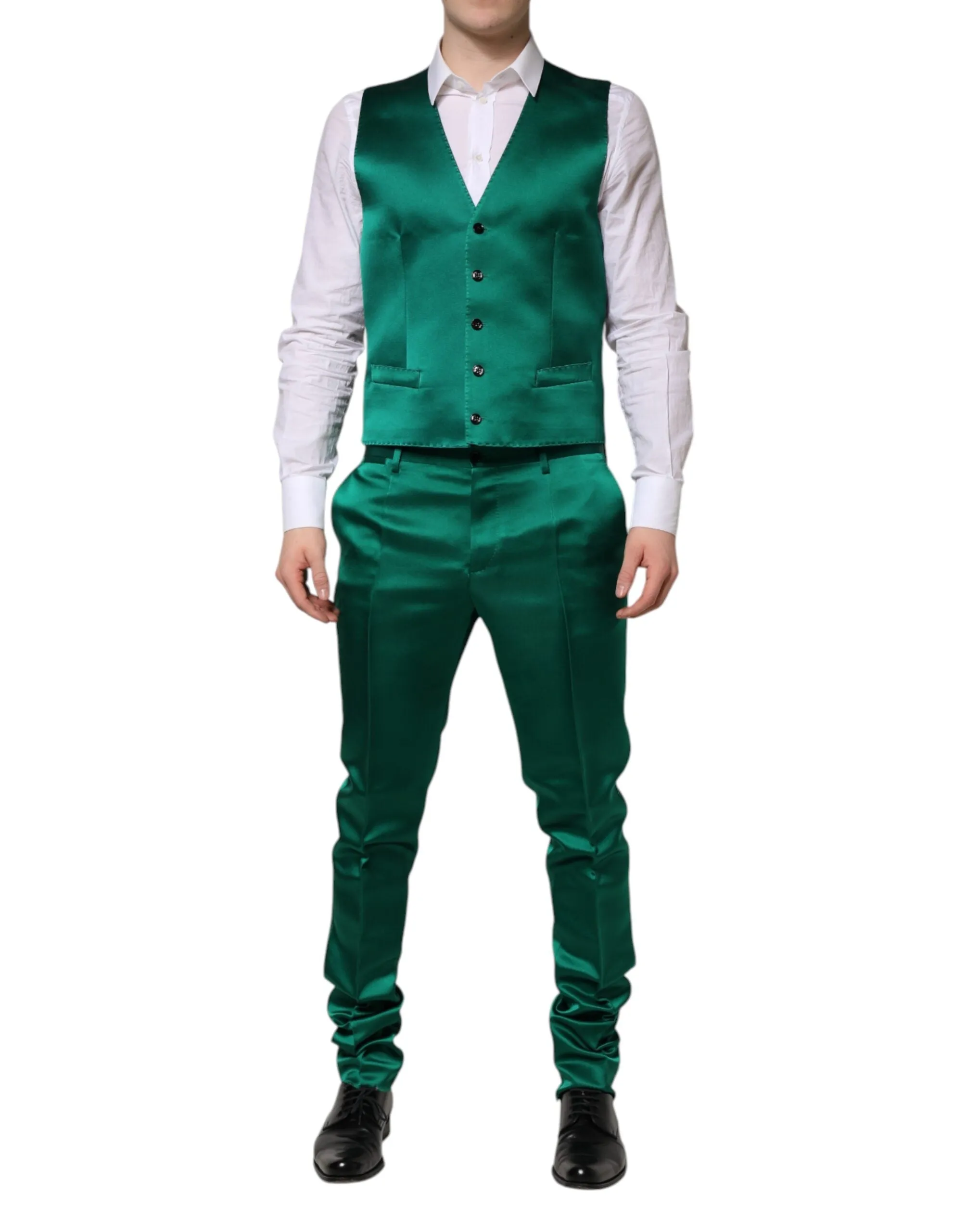 Dolce & Gabbana Green Silk 3 Piece Single Breasted Suit sold by Siebentaschen product image thumbnail 5