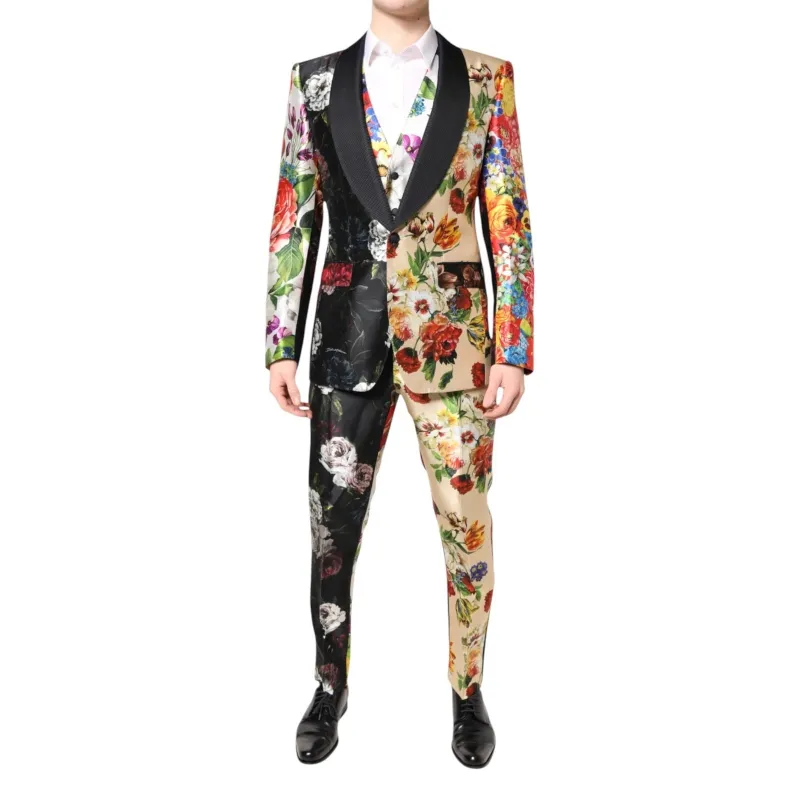 DOLCE & GABBANA Suit Multicolored Flowers SICILY Silk 3-piece EU48 sold by Siebentaschen
