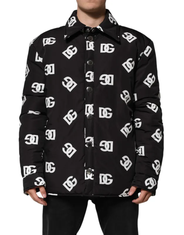Dolce & Gabbana Black DG Monogram Nylon Windbreaker Jacket sold by Siebentaschen