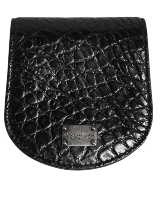 Dolce & Gabbana Black Exotic Skin Coin Condom Case Holder Pocket Wallet sold by Siebentaschen