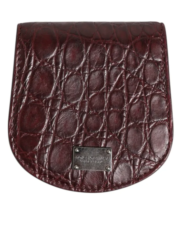 Dolce & Gabbana Burgundy Exotic Skin Coin Condom Case Holder Pocket Wallet sold by Siebentaschen