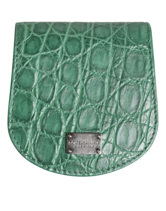 Dolce & Gabbana Green Exotic Skin Coin Condom Case Holder Pocket Wallet sold by Siebentaschen