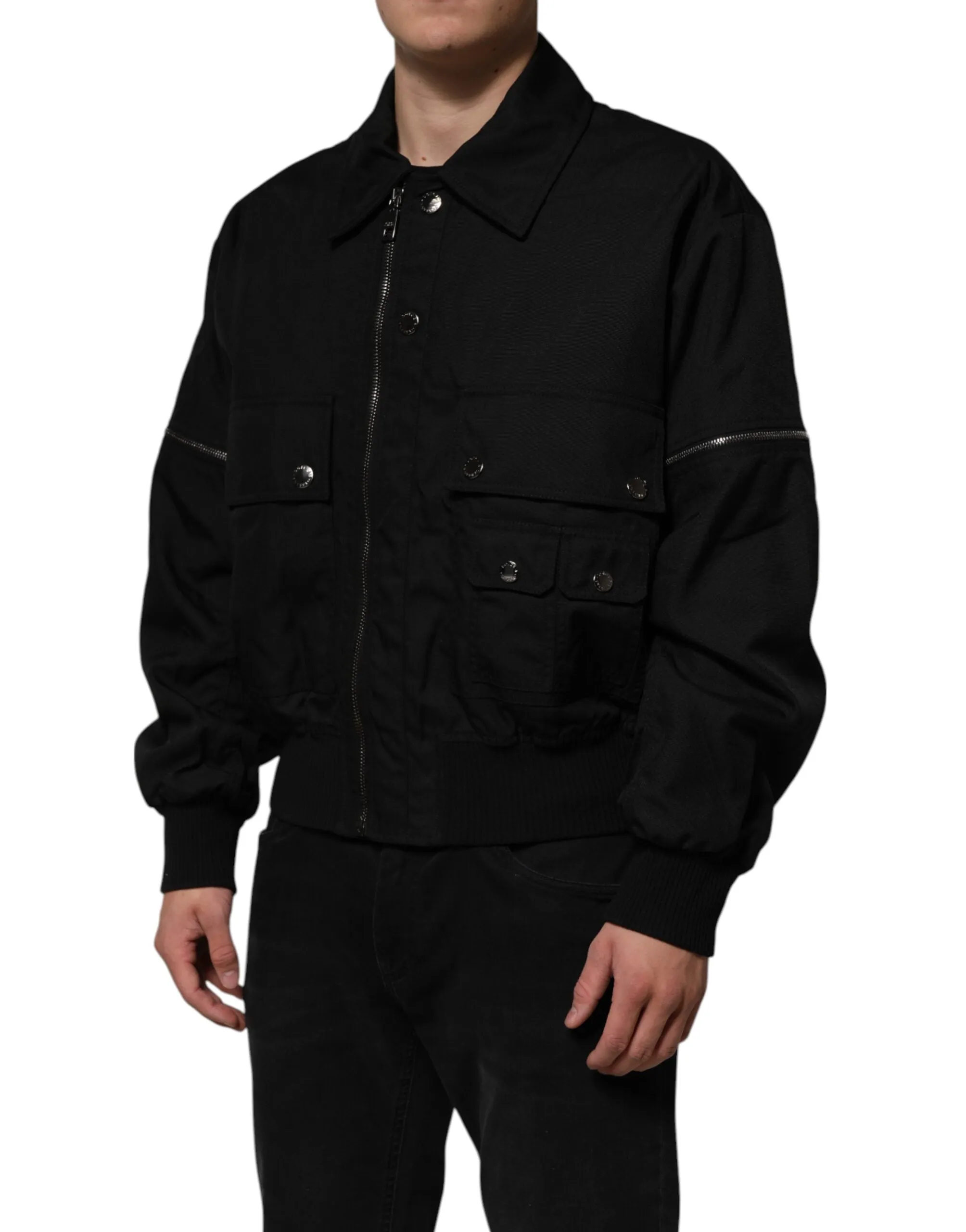 Dolce & Gabbana Black Patch Pocket Full Zip Bomber Jacket sold by Siebentaschen product image thumbnail 3