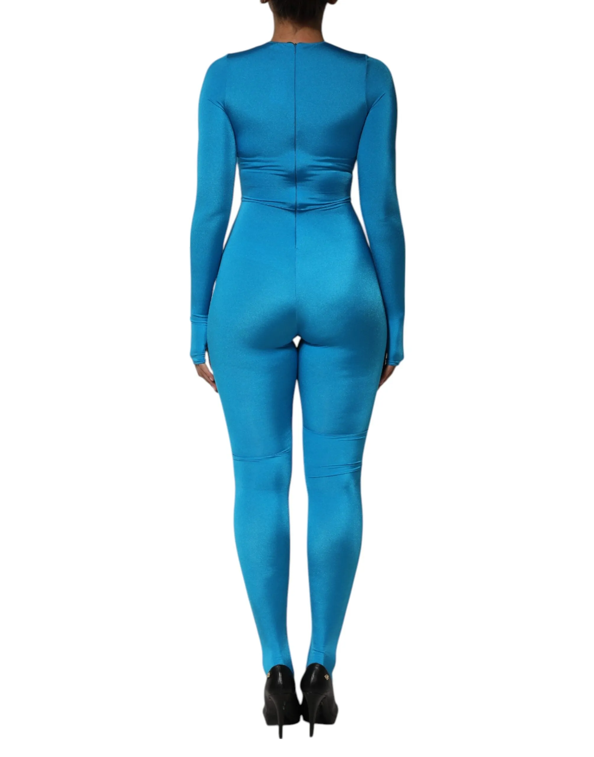 Dolce & Gabbana Blue Nylon Crew Neck Bodycon Jumpsuit Dress sold by Siebentaschen product image thumbnail 4