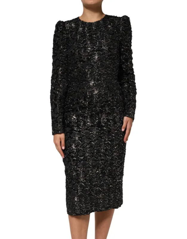 Dolce & Gabbana Black Sequin Bouclé Tweed Sheath Dress sold by Siebentaschen