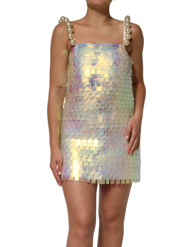 Dolce & Gabbana Multicolor Sequin Holographic Mini Dress sold by Siebentaschen