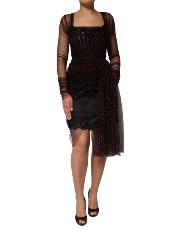 Dolce & Gabbana Black Lace Trim Long Sleeve Sheath Mini Dress sold by Siebentaschen
