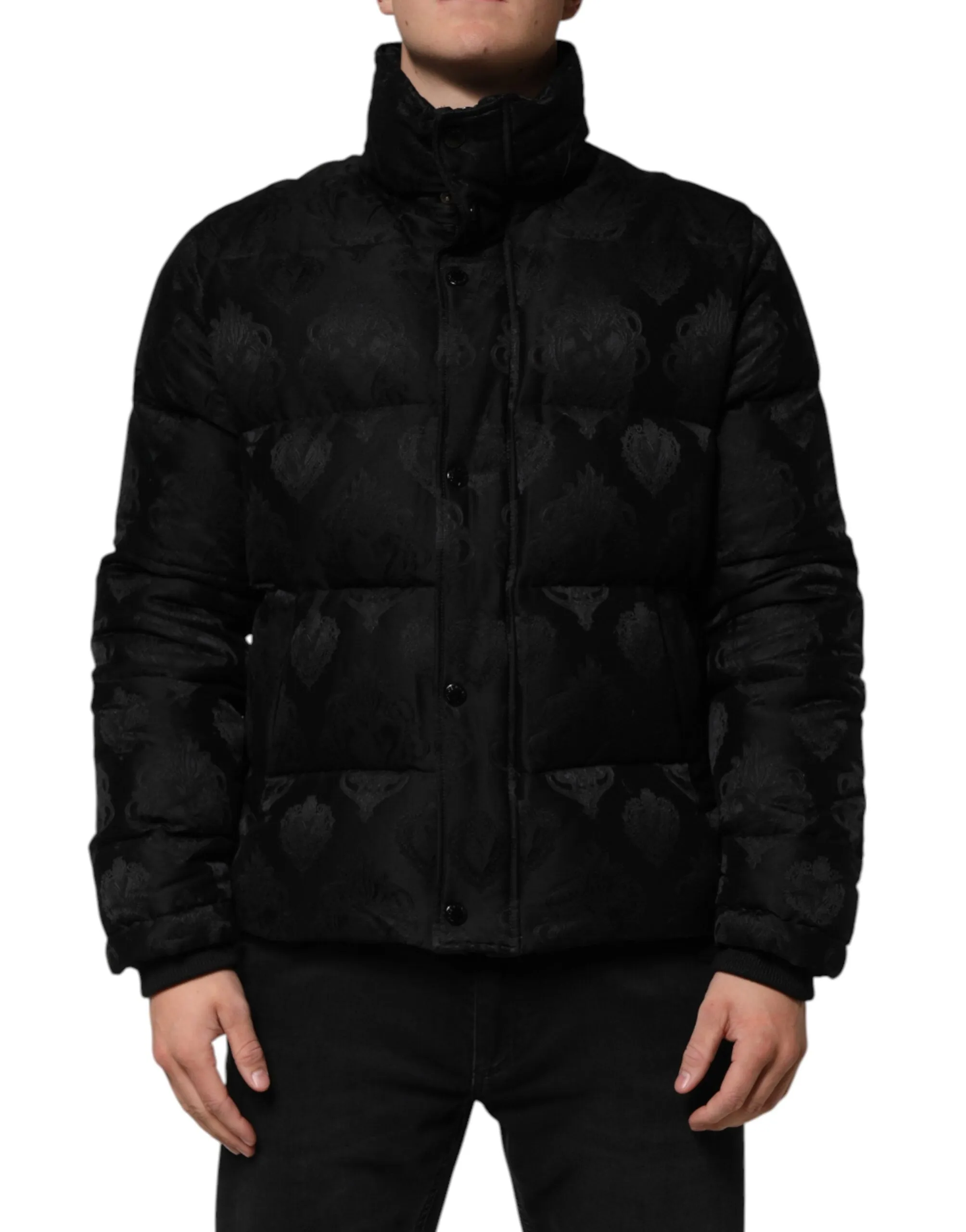 Dolce & Gabbana Black Jacquard Quilted Puffer Bomber Jacket sold by Siebentaschen product image thumbnail 2