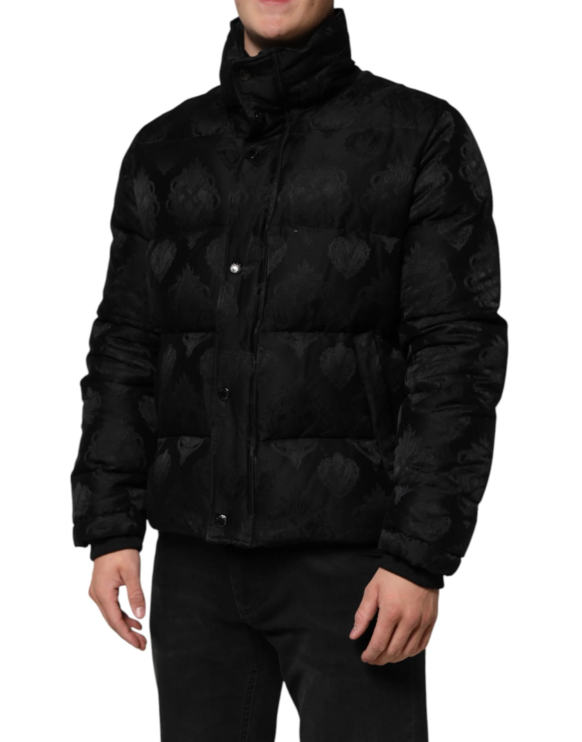 Dolce & Gabbana Black Jacquard Quilted Puffer Bomber Jacket sold by Siebentaschen product image thumbnail 3