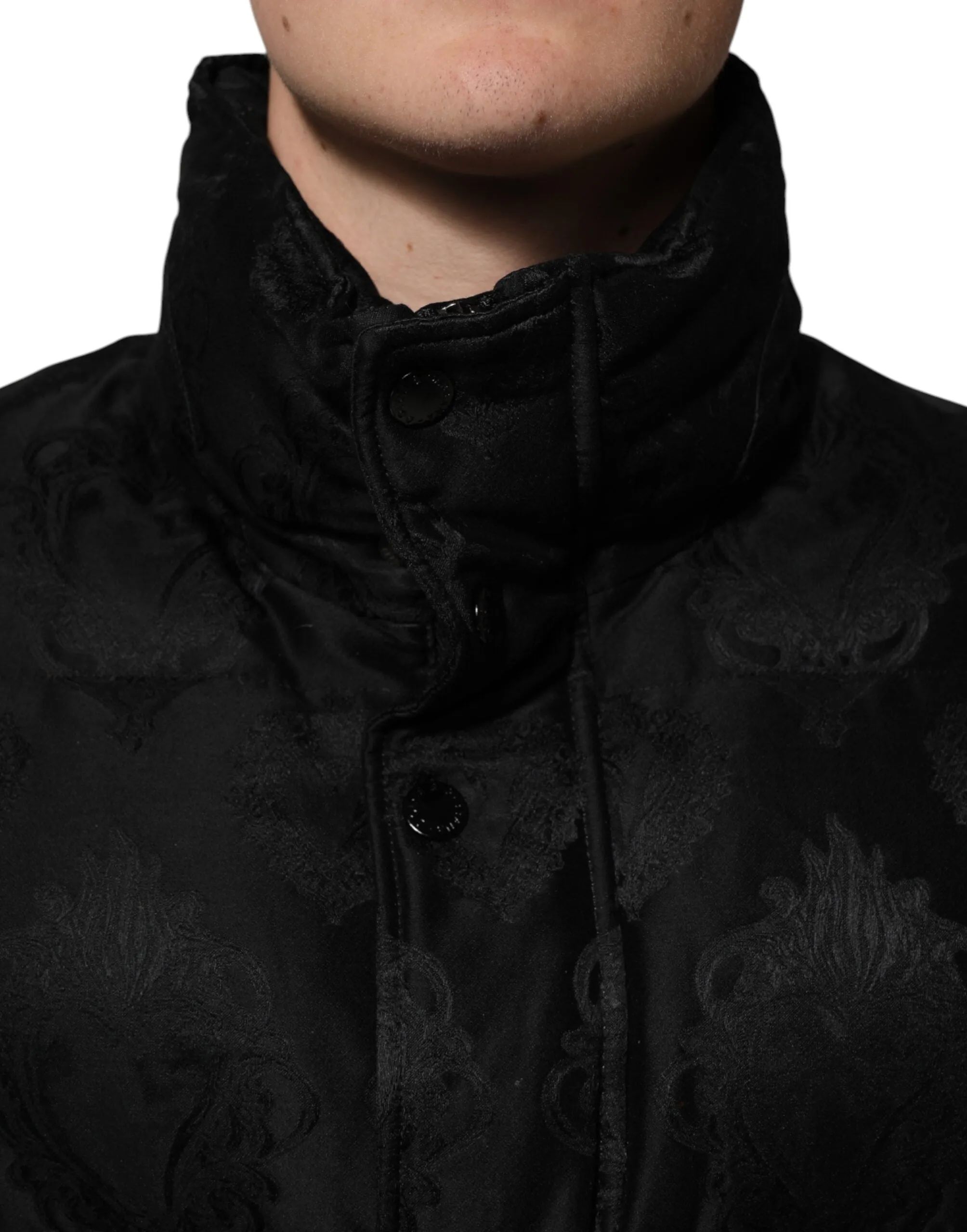 Dolce & Gabbana Black Jacquard Quilted Puffer Bomber Jacket sold by Siebentaschen product image thumbnail 5