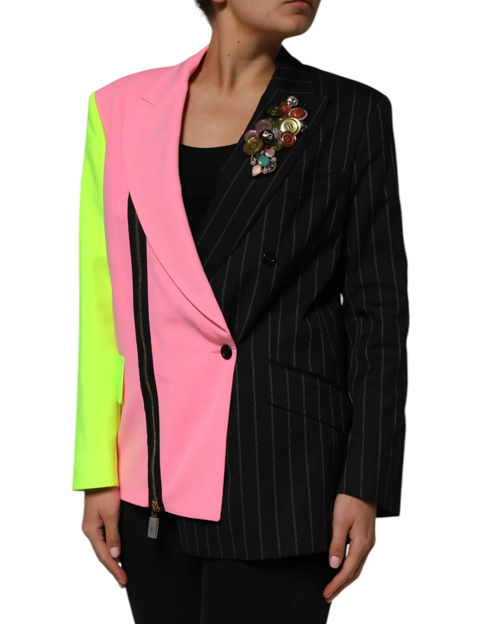 Dolce & Gabbana Multicolor Patchwork Embellished Coat Jacket sold by Siebentaschen product image thumbnail 3