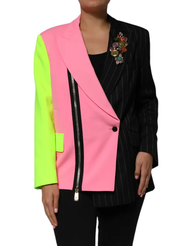Dolce & Gabbana Multicolor Patchwork Embellished Coat Jacket sold by Siebentaschen