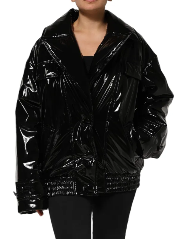 Dolce & Gabbana Polyester Black Quilted Puffer Coat  Jacket sold by Siebentaschen