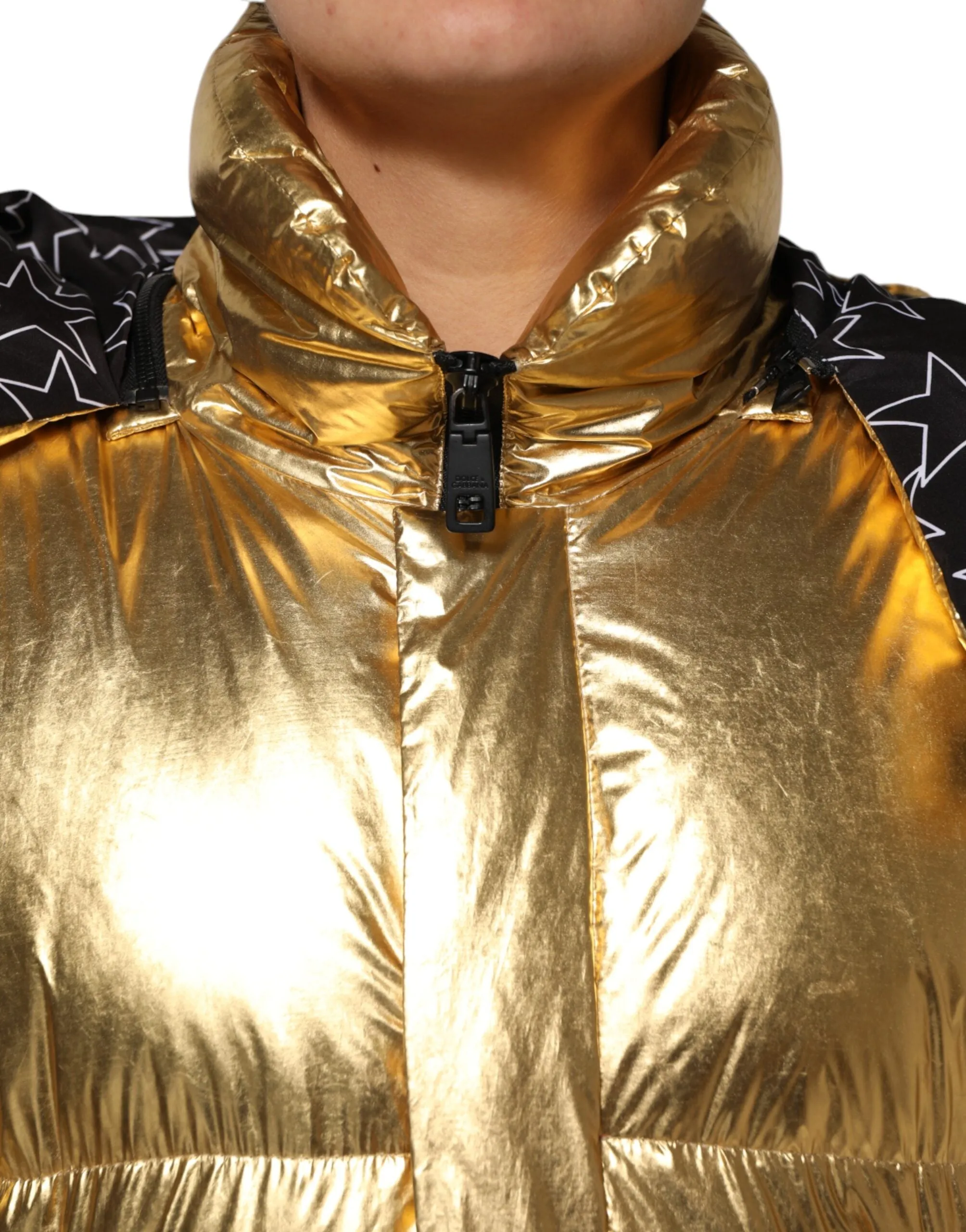 Dolce & Gabbana Gold Hooded Puffer Quilted Full Zip Jacket sold by Siebentaschen product image thumbnail 5