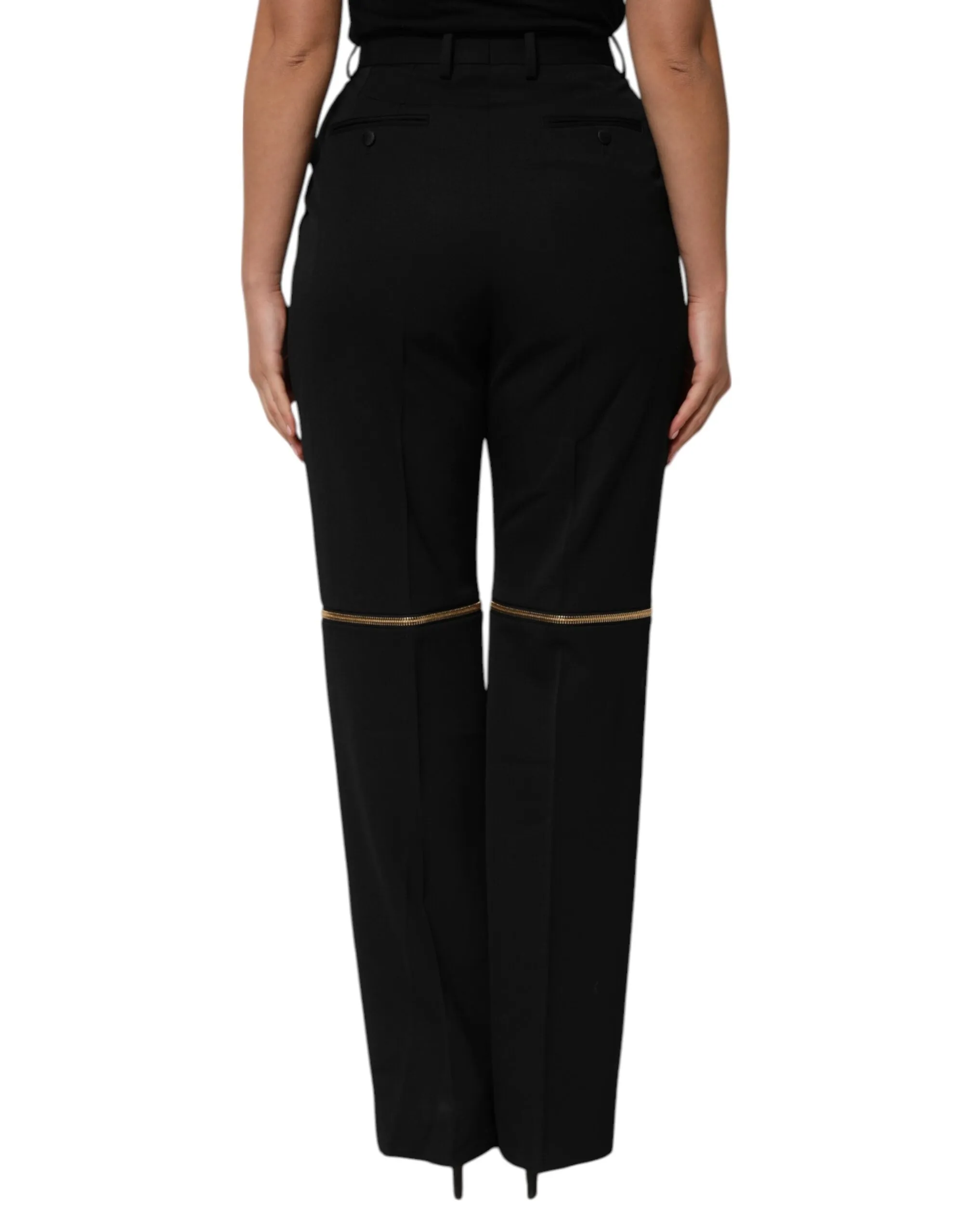 Dolce & Gabbana Black Zip Detailed Wool Straight Leg Pants sold by Siebentaschen product image thumbnail 4