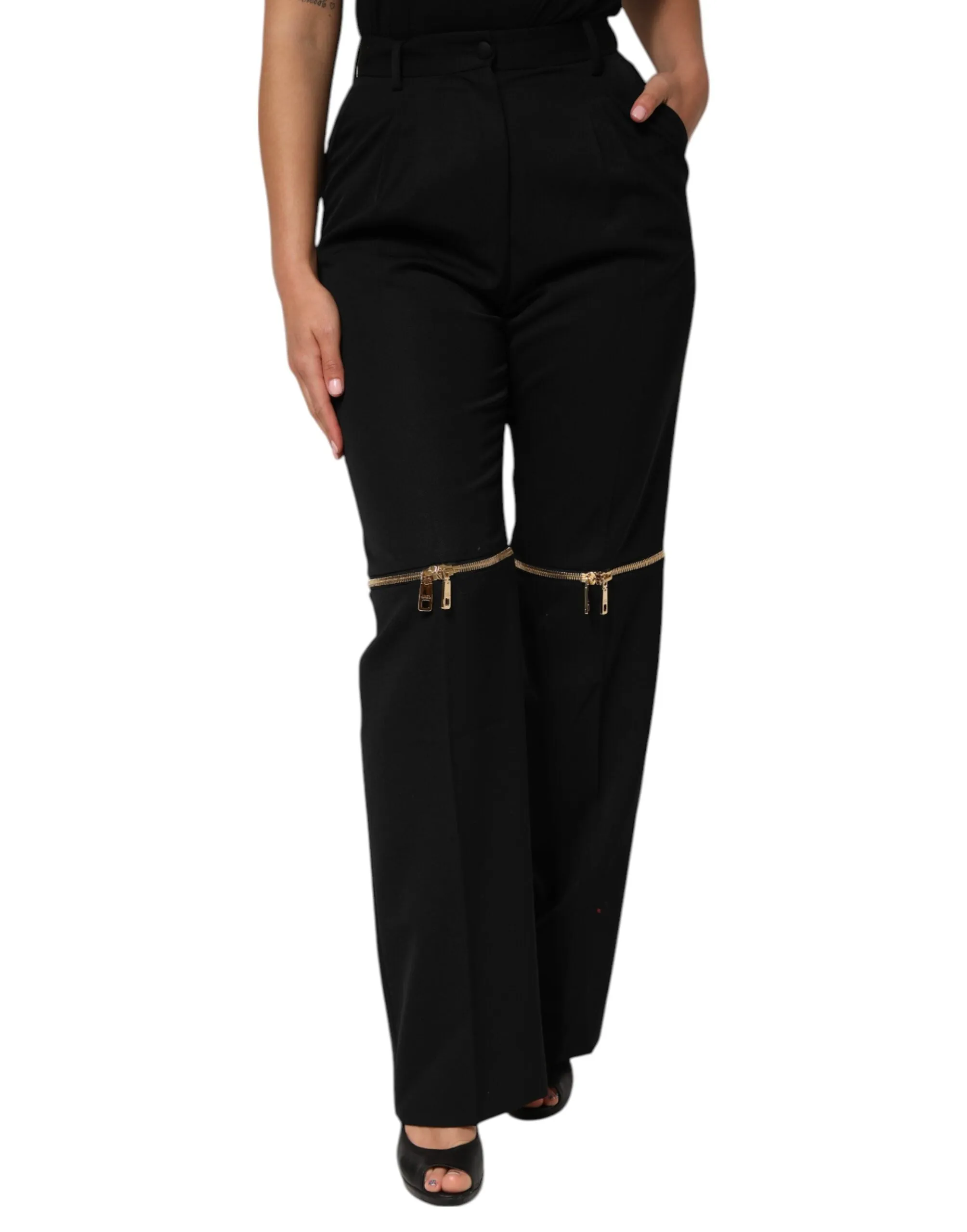 Dolce & Gabbana Black Zip Detailed Wool Straight Leg Pants sold by Siebentaschen product image thumbnail 2
