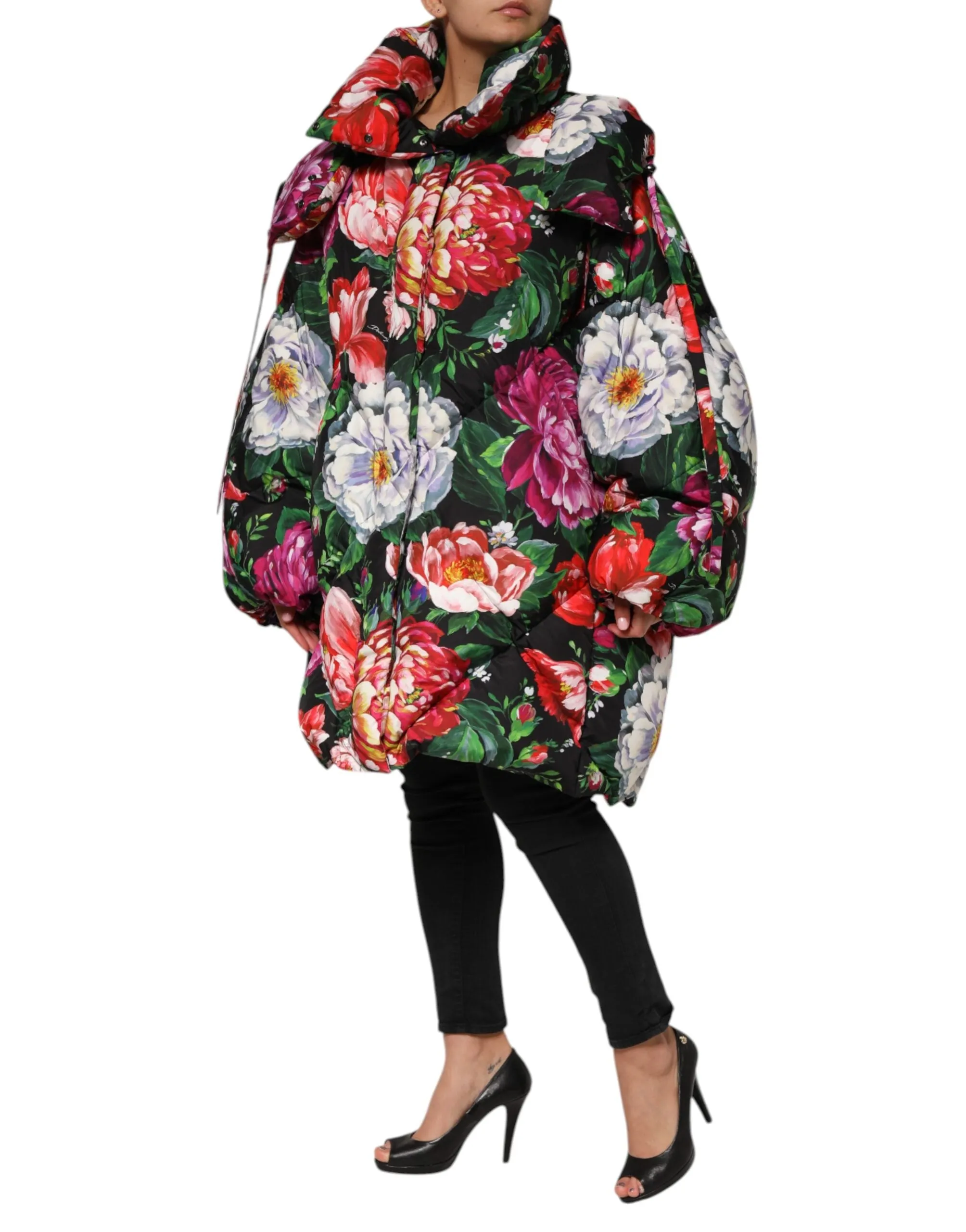 Dolce & Gabbana Multicolor Floral Hooded Puffer Coat Jacket sold by Siebentaschen product image thumbnail 3