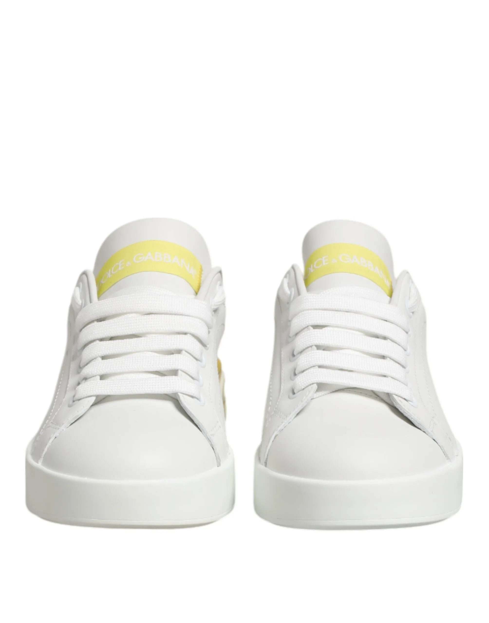 Dolce & Gabbana White Yellow Leather Low Top Sneakers Shoes sold by Siebentaschen product image thumbnail 3