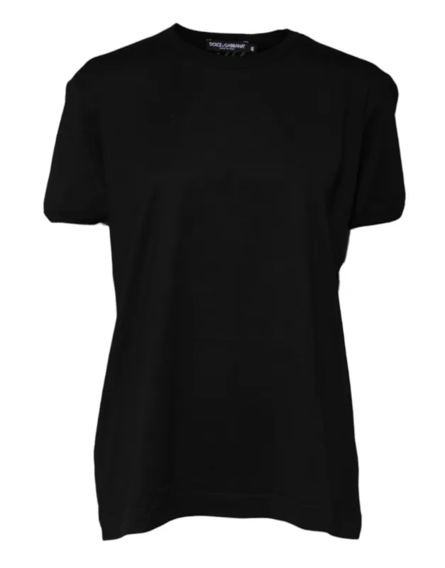 Dolce & Gabbana Black Cotton Goodluck Tee Crew Neck T-shirt sold by Siebentaschen