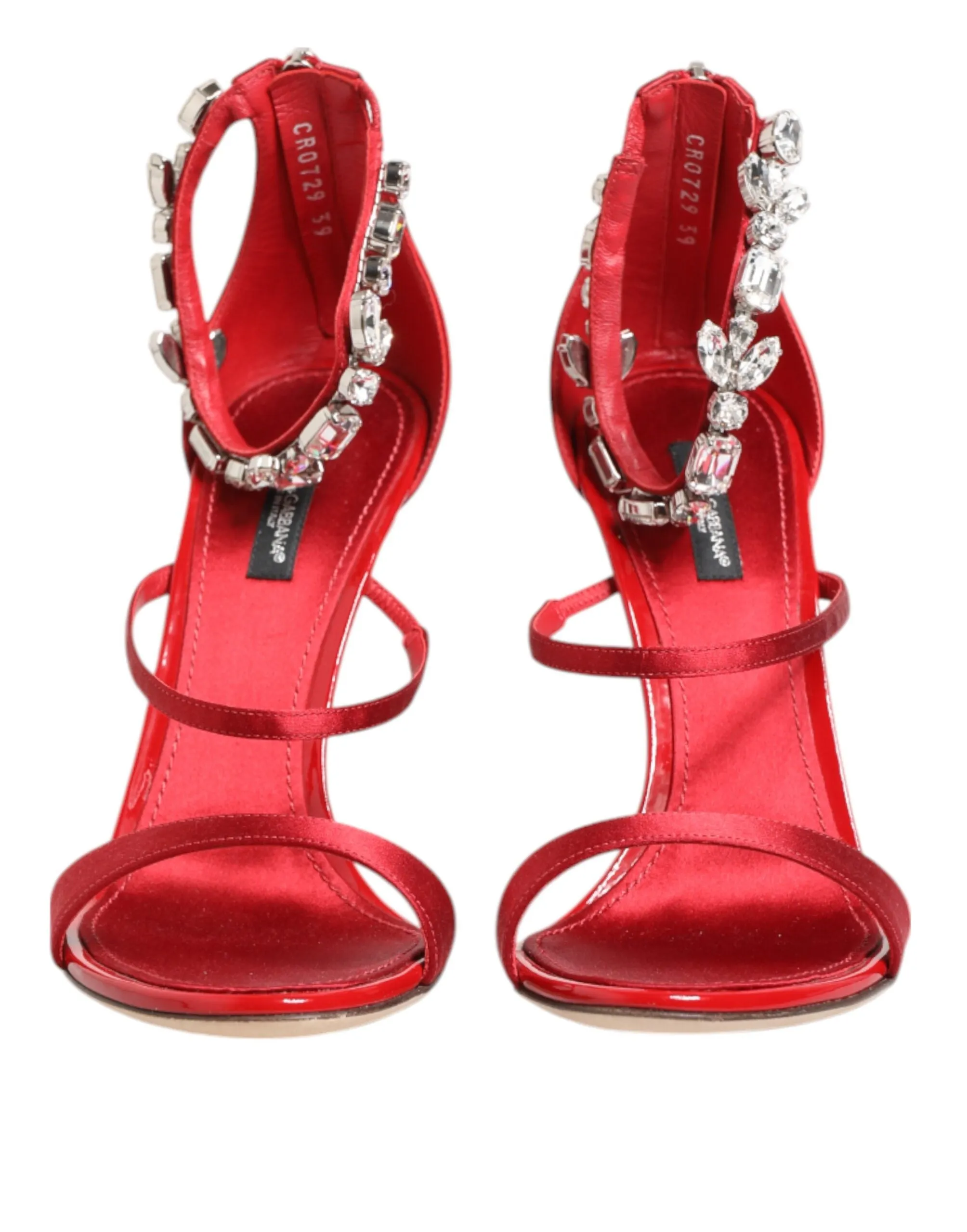 Dolce & Gabbana Red Satin Crystals Keira Sandals Heels Shoes sold by Siebentaschen product image thumbnail 3