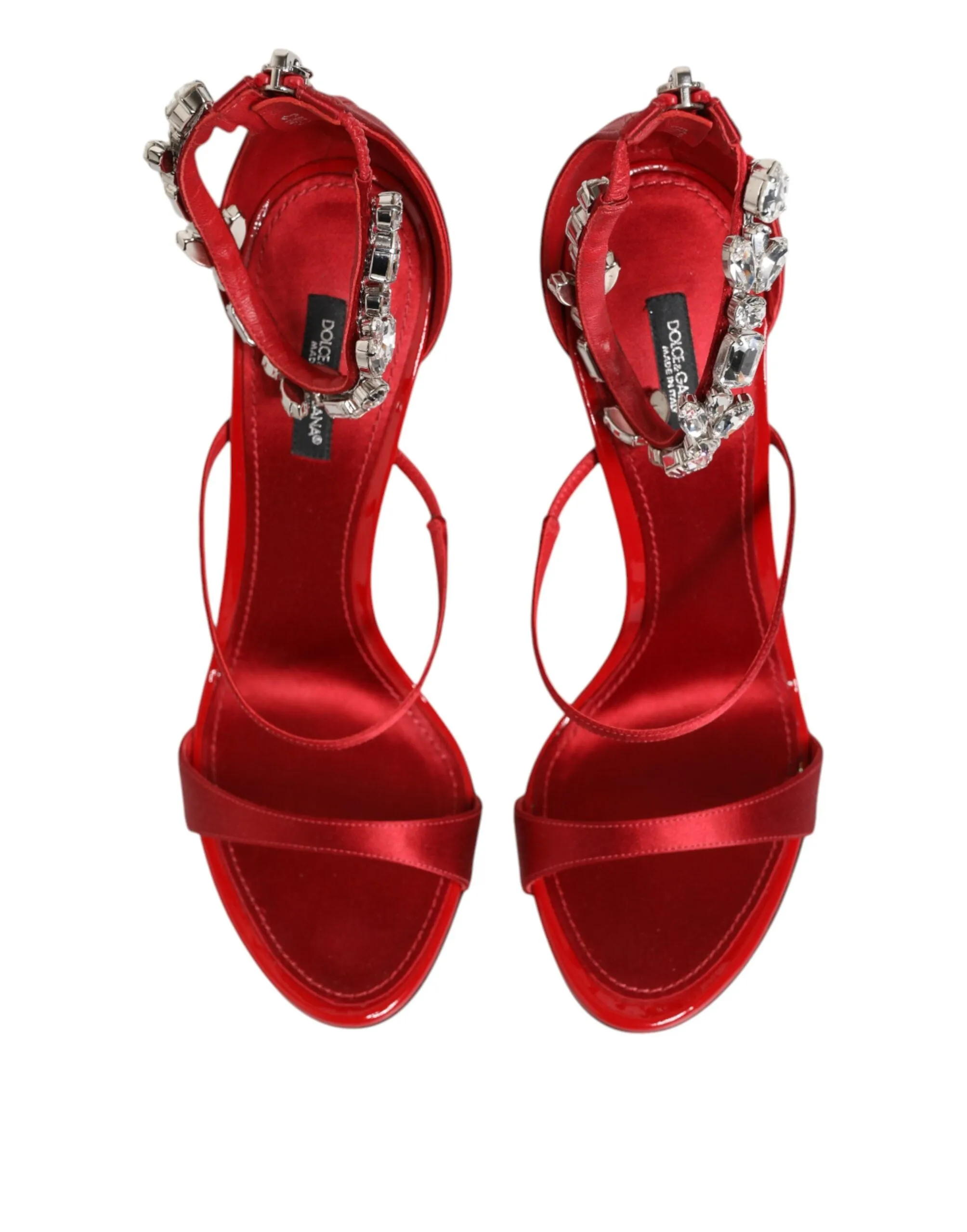 Dolce & Gabbana Red Satin Crystals Keira Sandals Heels Shoes sold by Siebentaschen product image thumbnail 4
