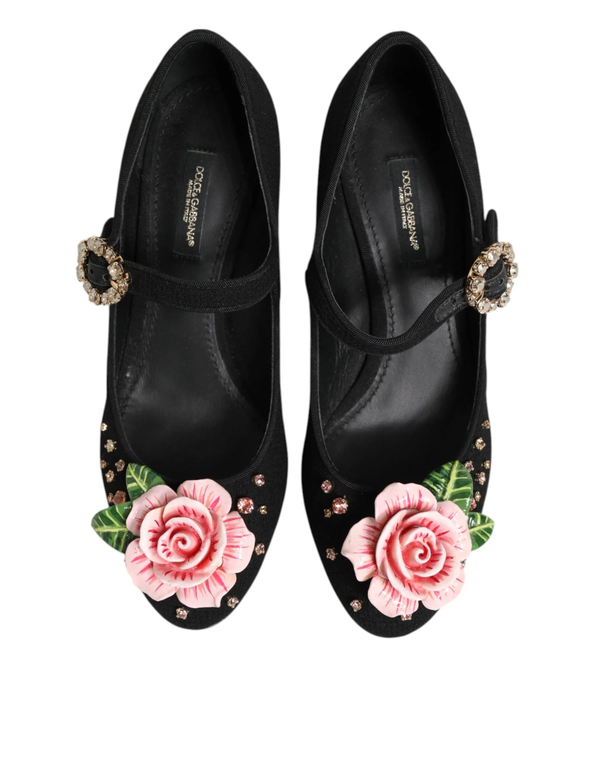 Dolce & Gabbana Black Flower Crystal Embellished Mary Jane Shoes sold by Siebentaschen product image thumbnail 5