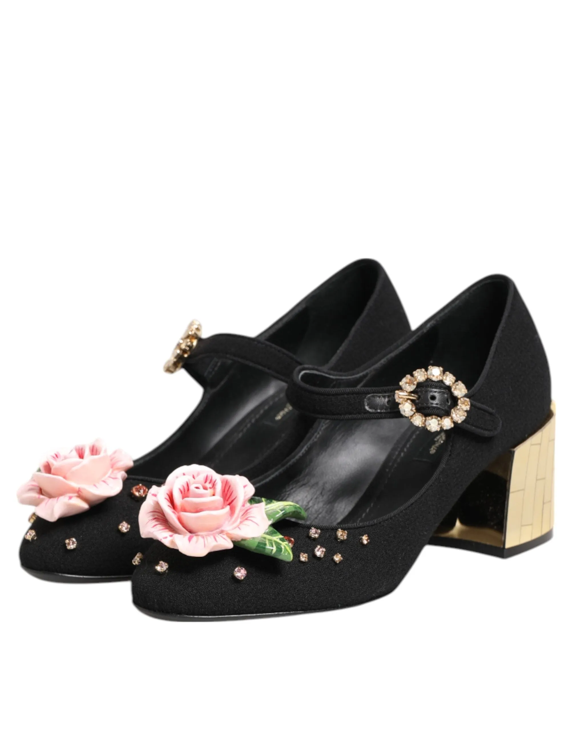 Dolce & Gabbana Black Flower Crystal Embellished Mary Jane Shoes sold by Siebentaschen product image thumbnail 2