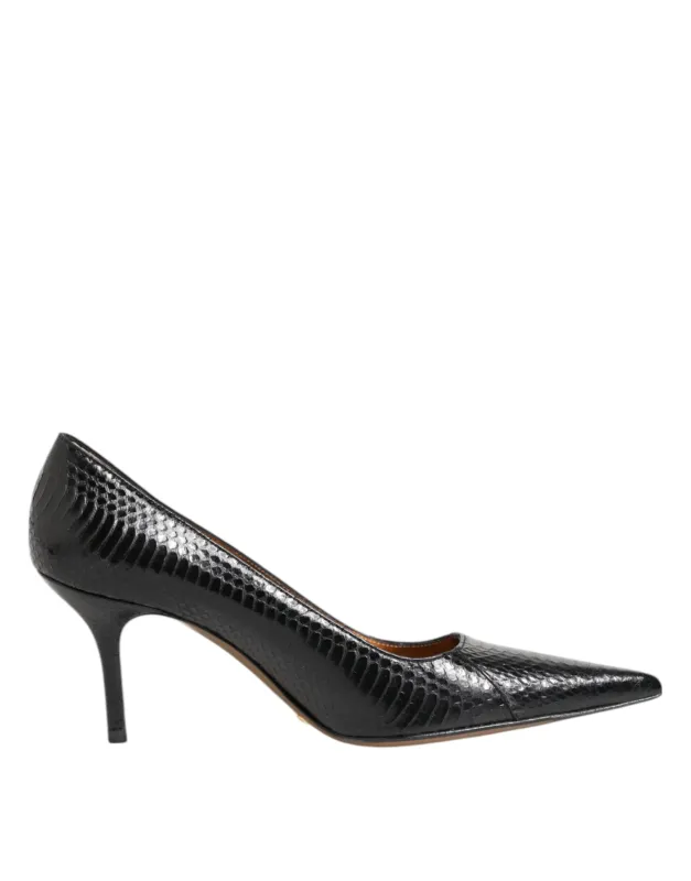 Dolce & Gabbana Black Exotic Leather Stiletto Pumps Shoes sold by Siebentaschen