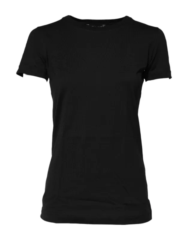 Dolce & Gabbana Black Short Sleeves Crew Neck Top T-shirt sold by Siebentaschen
