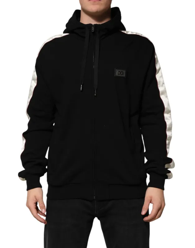 Dolce & Gabbana Black Cotton Plaque Track Cardigan Sweater sold by Siebentaschen