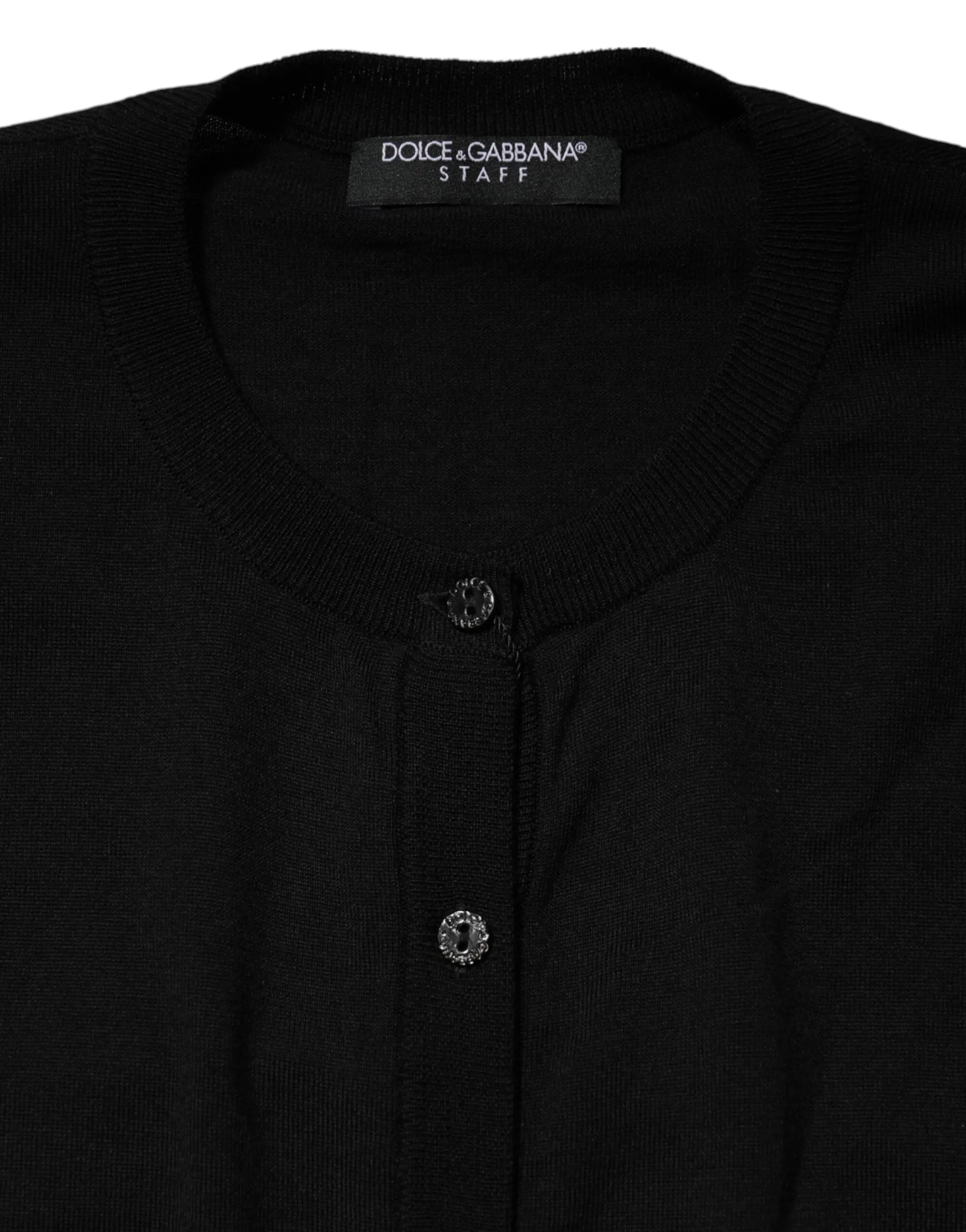 Dolce & Gabbana Black Wool Knit Round Neck Cardigan Sweater sold by Siebentaschen product image thumbnail 4
