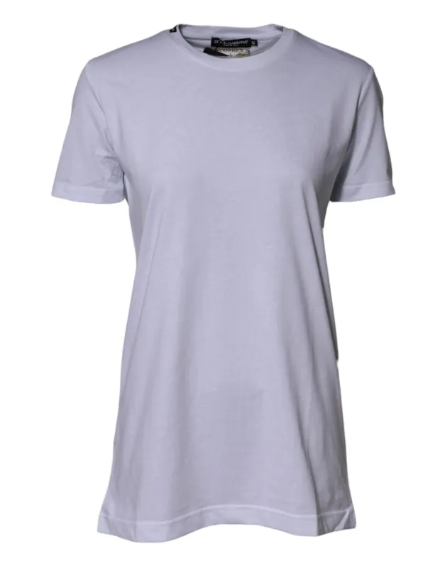 Dolce & Gabbana White Cotton Goodluck 2023 Crew Neck T-shirt sold by Siebentaschen