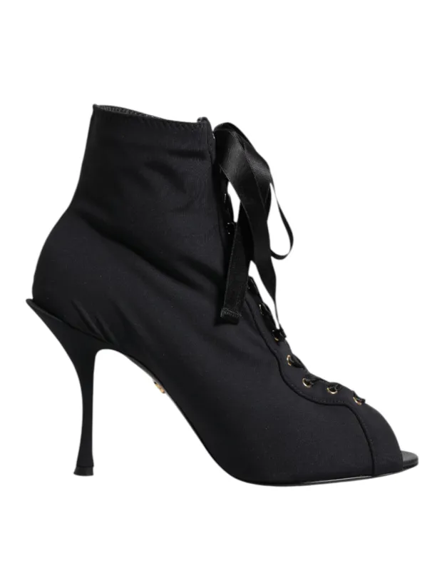 Dolce & Gabbana Black Stiletto Heels Lace Up Boots Shoes sold by Siebentaschen