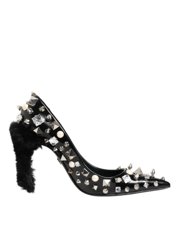 Dolce & Gabbana Black Crystals Studs Stiletto Pumps Shoes sold by Siebentaschen