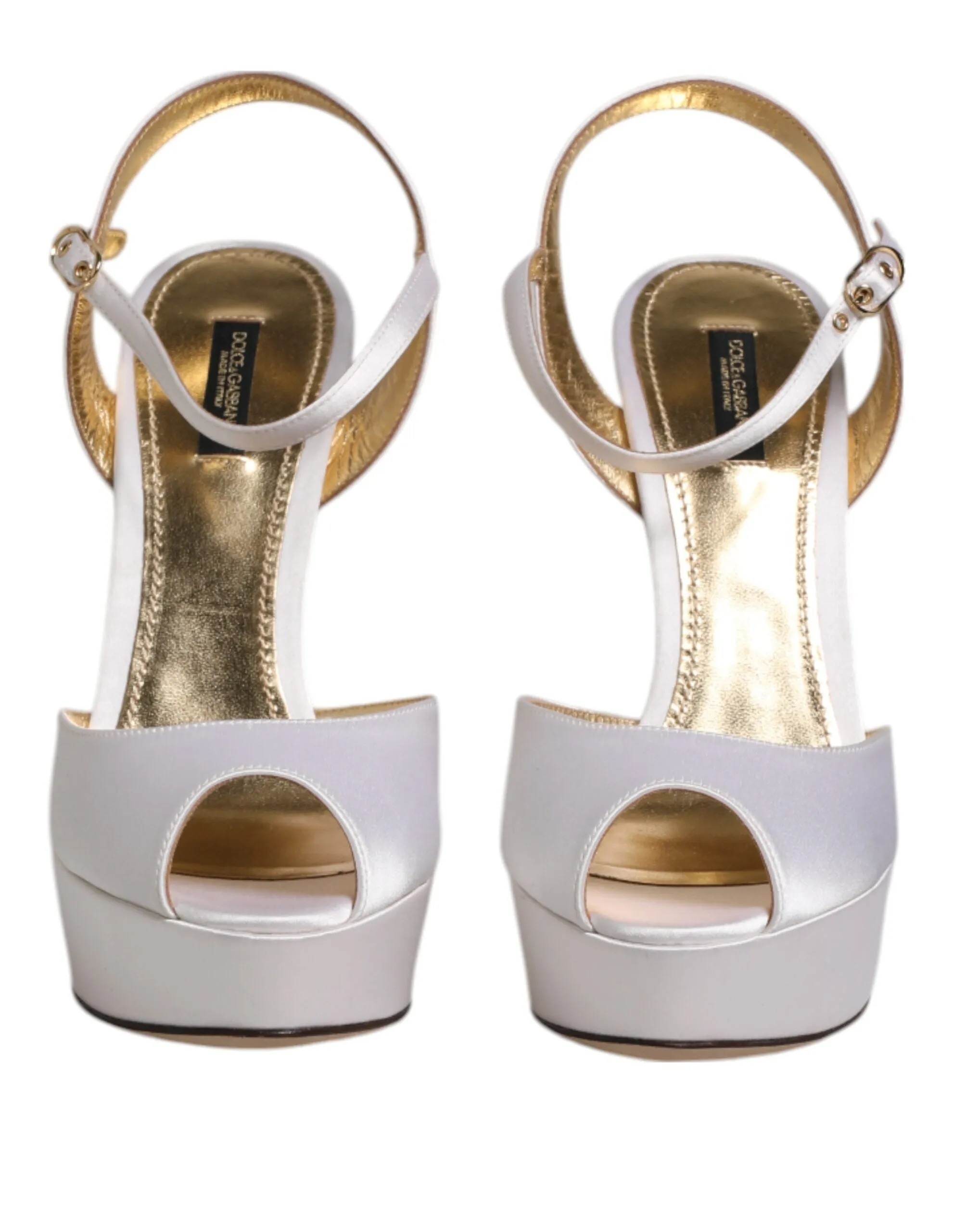 Dolce & Gabbana White Satin Platform Heels Sandals Shoes sold by Siebentaschen product image thumbnail 3