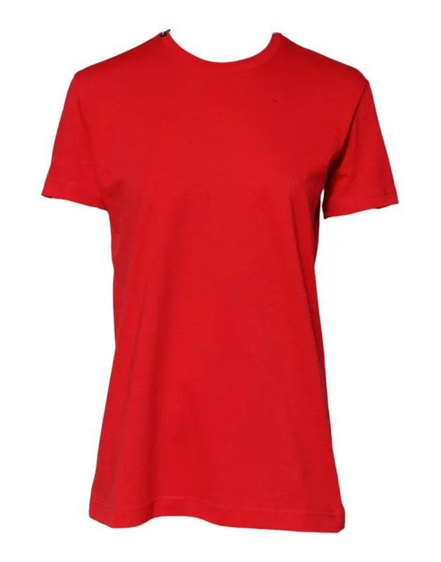 Dolce & Gabbana Red Cotton Crew Neck Short Sleeves Top T-shirt sold by Siebentaschen