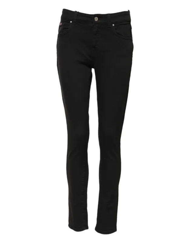 Dolce & Gabbana Black Cotton Skinny Mid Waist Denim Jeans sold by Siebentaschen