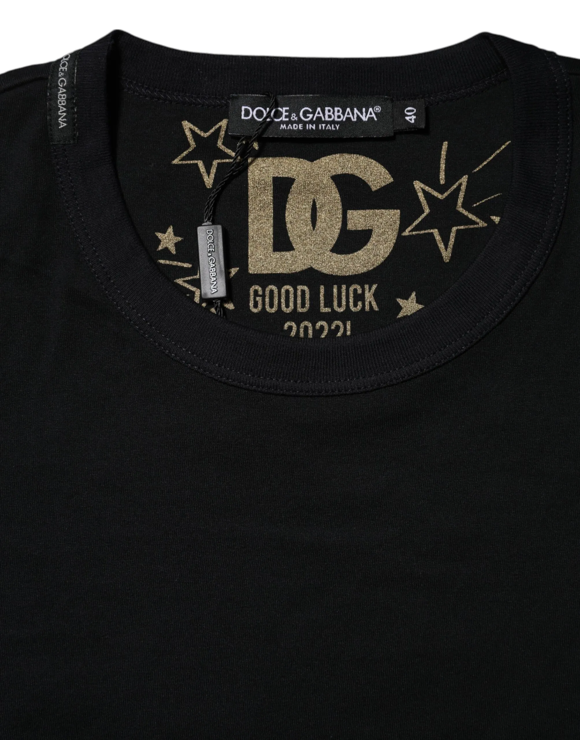 Dolce & Gabbana Black Cotton DG Print Short Sleeve Top T-shirt sold by Siebentaschen product image thumbnail 4