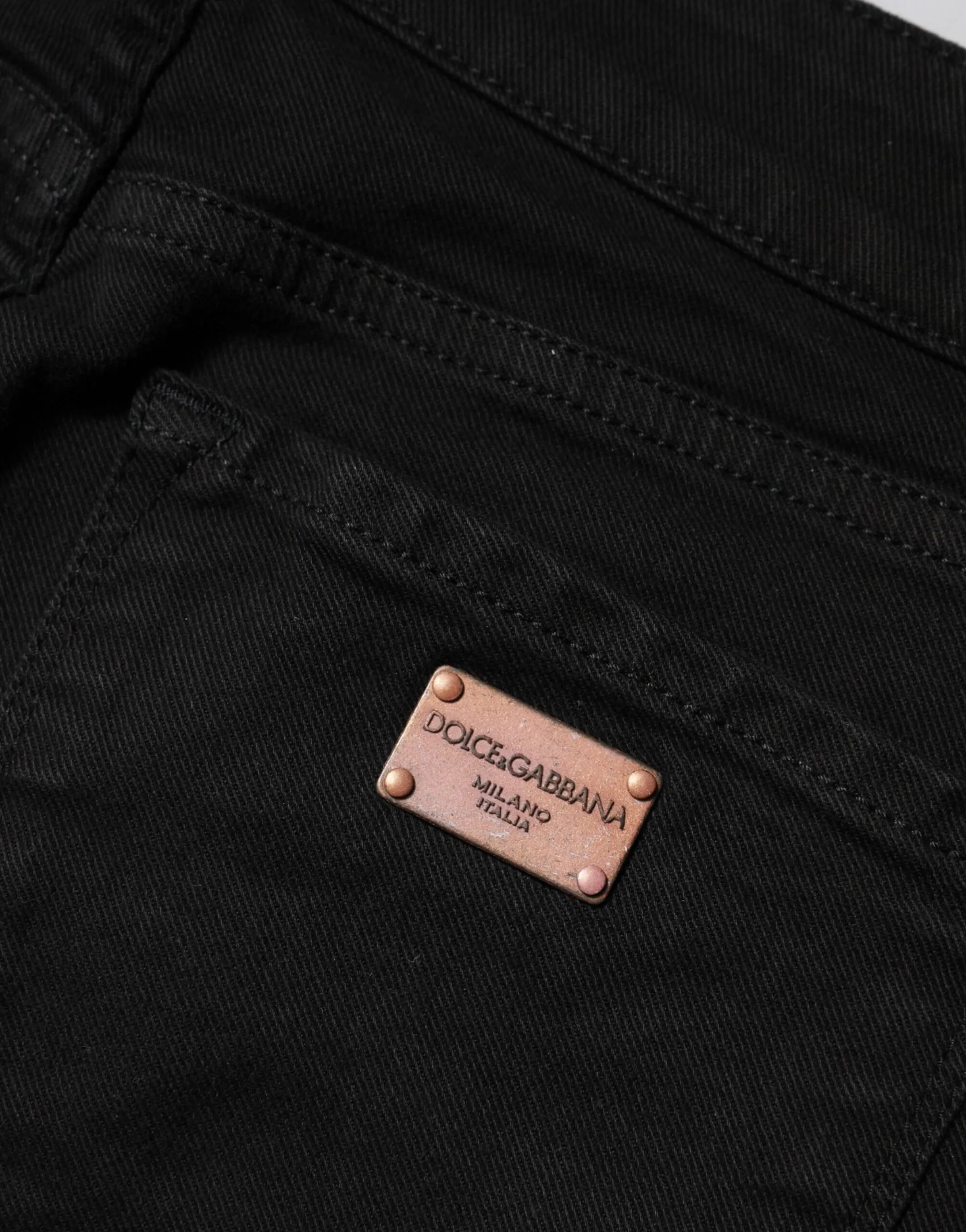 Dolce & Gabbana Black Cotton Skinny Mid Waist Denim Jeans sold by Siebentaschen product image thumbnail 5
