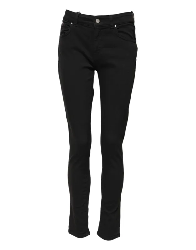 Dolce & Gabbana Black Cotton Skinny Mid Waist Denim Jeans sold by Siebentaschen